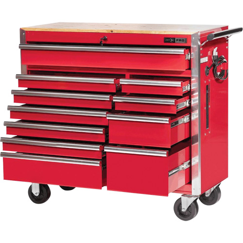 PRC4211 Pro Series Roller Cabinet, 11 Drawers, 42" W x 18" D x Red Helyx Safety & Industrial Supplies