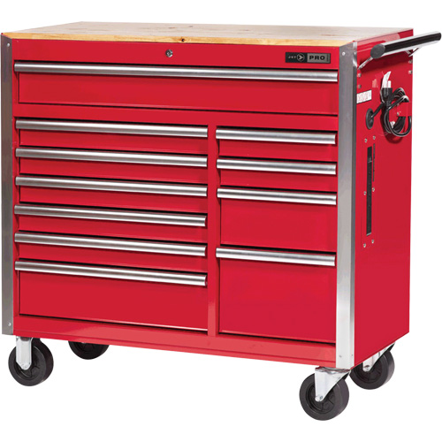 PRC4211 Pro Series Roller Cabinet, 11 Drawers, 42" W x 18" D x Red Helyx Safety & Industrial Supplies