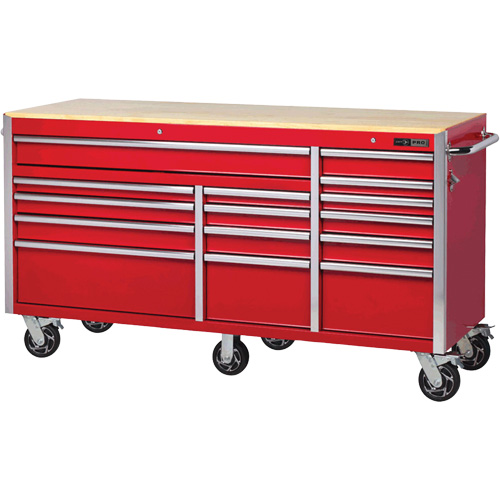 PRC7215 Pro Series Roller Cabinet, 15 Drawers, 72" W x 24" D x Red Helyx Safety & Industrial Supplies