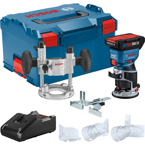 Brushless Colt Palm Router Kit with CORE18V&reg; 4 Ah Advanced Power Battery & Plunge Base Helyx Safety & Industrial Supplies