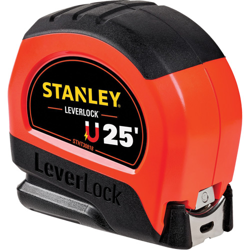 High-Visibility Magnetic LEVERLOCK&reg; Tape Measure, 25', Imperial Graduations Helyx Safety & Industrial Supplies