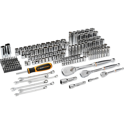 Jeu d'outils manuels pour m&eacute;canicien 90T SAE/MM avec prises 1/4", 3/8” & 1/2" Helyx Safety & Industrial Supplies