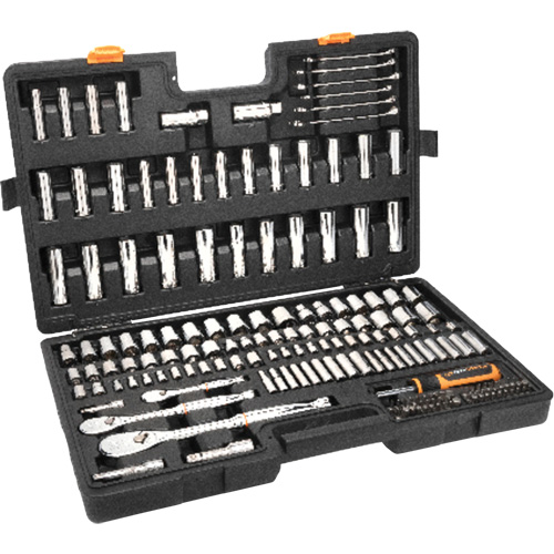 Jeu d'outils manuels pour m&eacute;canicien 90T SAE/MM avec prises 1/4", 3/8” & 1/2" Helyx Safety & Industrial Supplies