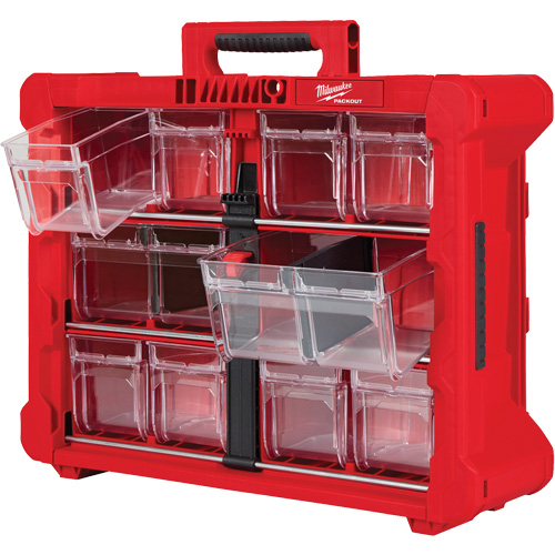PACKOUT Tilt Bin Organizer, 15-1/5" x 19-7/10" x 6-7/10", Black/Red Helyx Safety & Industrial Supplies
