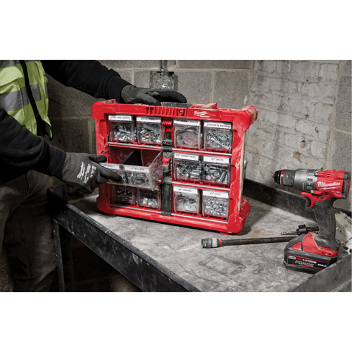 PACKOUT Tilt Bin Organizer, 15-1/5" x 19-7/10" x 6-7/10", Black/Red Helyx Safety & Industrial Supplies
