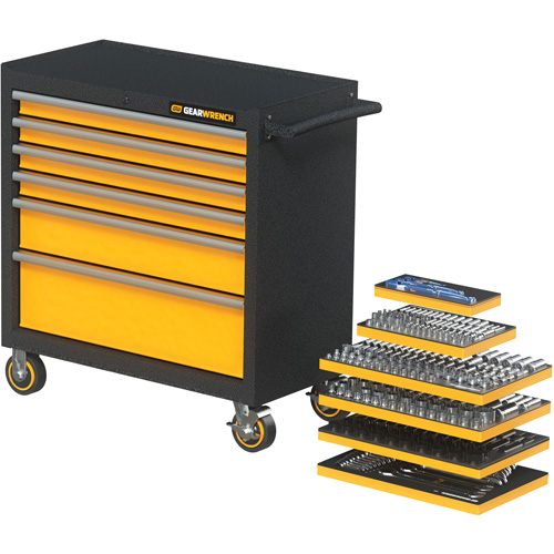 MEGAMOD Metric Mechanics Tool Set in Modular Foam Trays with Rolling Cabinet, 358 Pieces Helyx Safety & Industrial Supplies