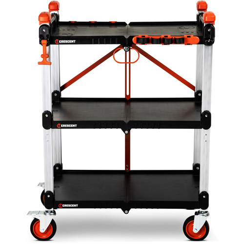 SITERUNNER 3-Shelf Folding Jobsite Cart, 30-3/5" L x 20" W x 42-1/2" H, Black Helyx Safety & Industrial Supplies