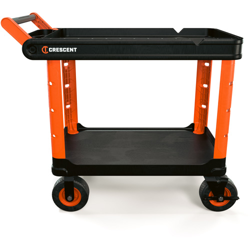Chariot utilitaire industriel &agrave; 2 tablettes RAILWORKS avec roulettes de 8", 47" lo x 24-1/2" la x 37-4/5" h, Noir/Orange Helyx Safety & Industrial Supplies