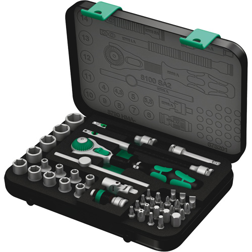 8100 SA 2 Zyklop Speed Ratchet Set, 42 Pcs, 3/8" Drive Size Helyx Safety & Industrial Supplies