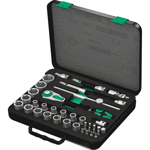 8100 SC 2 Zyklop Speed Ratchet Set, 37 Pcs, 3/8" Drive Size Helyx Safety & Industrial Supplies