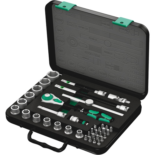 8100 SB 4 Zyklop Speed Ratchet Set, 38 Pcs, 3/8" Drive Size Helyx Safety & Industrial Supplies