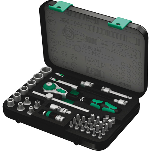 8100 SA 4 Zyklop Speed Ratchet Set, 41 Pcs, 1/4" Drive Size Helyx Safety & Industrial Supplies