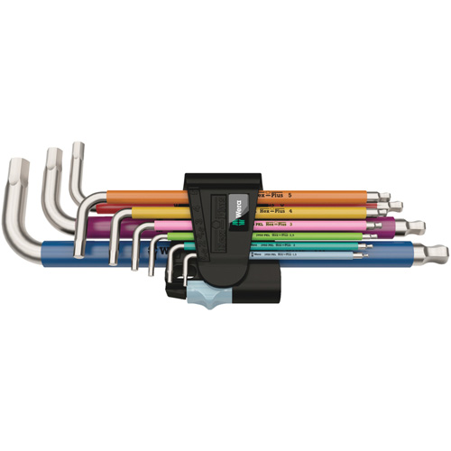 3950/9 Hex-Plus Multicolour Stainless 1 L-Key Set, 9 Pcs., Metric Helyx Safety & Industrial Supplies