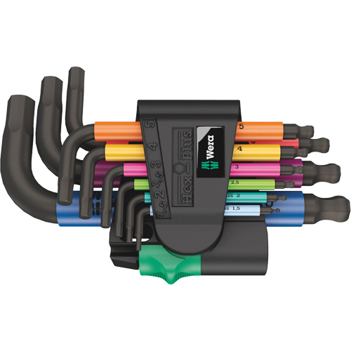 Jeu de cl&eacute;s coud&eacute;es multicolores 950/9 Hex-Plus , 9 mcx, M&eacute;trique Helyx Safety & Industrial Supplies