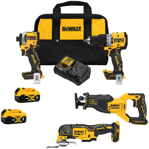 Brushless 4-Tool Combo Kit, Lithium-Ion, 20 V Helyx Safety & Industrial Supplies