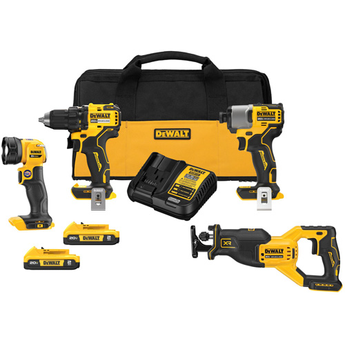 XR&reg; Brushless Cordless 4-Tool Combo Kit, Lithium-Ion, 20 V Helyx Safety & Industrial Supplies