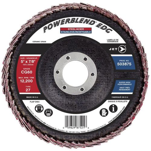 POWERBLEND EDG Curved Edge Flap Disc, 5" x 7/8", Type 27, CG60 Grit, Ceramic Helyx Safety & Industrial Supplies