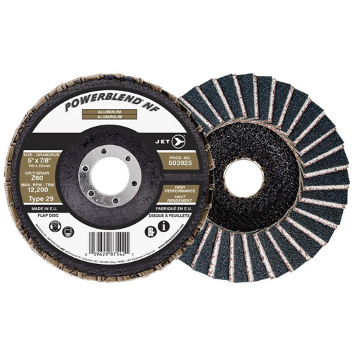 Disque &agrave; lamelles POWERBLEND NF, 5" x 7/8", Type 29, Grain Z60, Alumine de zirconium Helyx Safety & Industrial Supplies