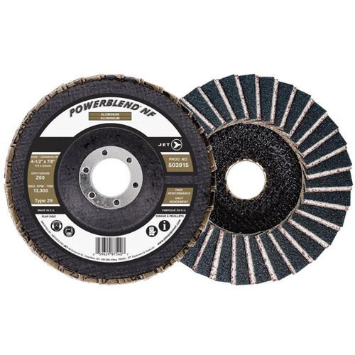 Disque &agrave; lamelles POWERBLEND NF, 4-1/2" x 7/8", Type 29, Grain Z60, Alumine de zirconium Helyx Safety & Industrial Supplies