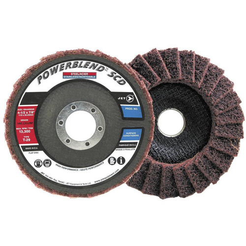 Disque &agrave; lamelles incurv&eacute; pour traitement de surface POWERBLEND SCD, 5" x 7/8", Type 29, Grain Moyen Helyx Safety & Industrial Supplies