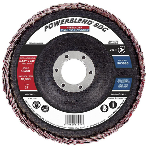 Disque &agrave; lamelles POWERBLEND EDG, 4-1/2" x 7/8", Type 27, Grain CG60, C&eacute;ramique Helyx Safety & Industrial Supplies