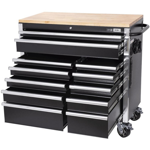 HDRC4112 HD Series Roller Cabinet, 12 Drawers, 41" W x 21" D x 40-3/10" H, Black Helyx Safety & Industrial Supplies