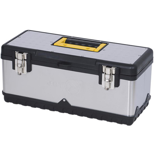 Coffre &agrave; outils portatif en acier inoxydable JPSTB-20, 9-63/100" P x 20" la x 8-7/8" h, Noir/Argent Helyx Safety & Industrial Supplies