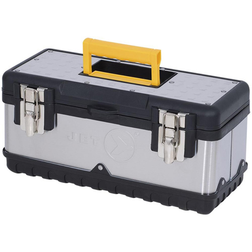 Coffre &agrave; outils portatif en acier inoxydable JPSTB-15, 6-1/4" P x 15" la x 7" h, Noir/Argent Helyx Safety & Industrial Supplies