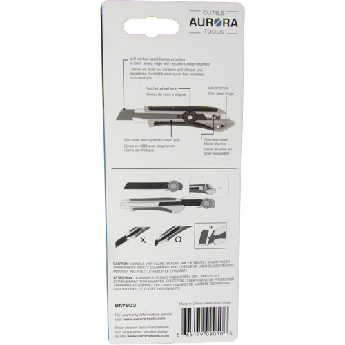 Couteau professionnel de 18 mm, Acier inoxydable, Robuste, Prise en Caoutchouc Helyx Safety & Industrial Supplies