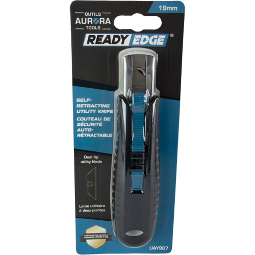 Couteau de s&eacute;curit&eacute; r&eacute;tractable standard, Acier inoxydable, Prise en Caoutchouc Helyx Safety & Industrial Supplies