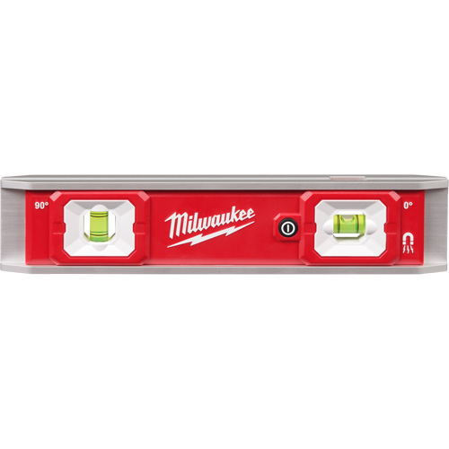 Torpedo Level with Lighted Vials, 9" L, Aluminum, 2 Vials, Magnetic Helyx Safety & Industrial Supplies