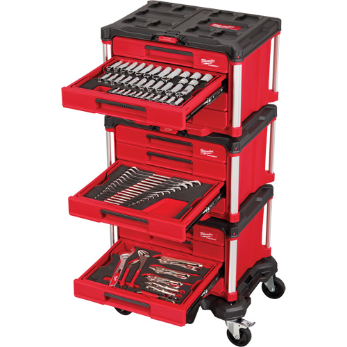 366-Piece Master Mechanics Hand Tool Set with PACKOUT Drawers & Dolly, 16-3/10" x 22-1/5" x 48-5/8", Black/Red Helyx Safety & Industrial Supplies