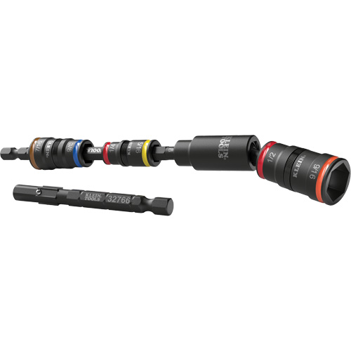 Jeu de douilles r&eacute;versibles &agrave; impact avec adaptateur pivotant, Hexagonale, Prise 1/4", 6 mr Helyx Safety & Industrial Supplies