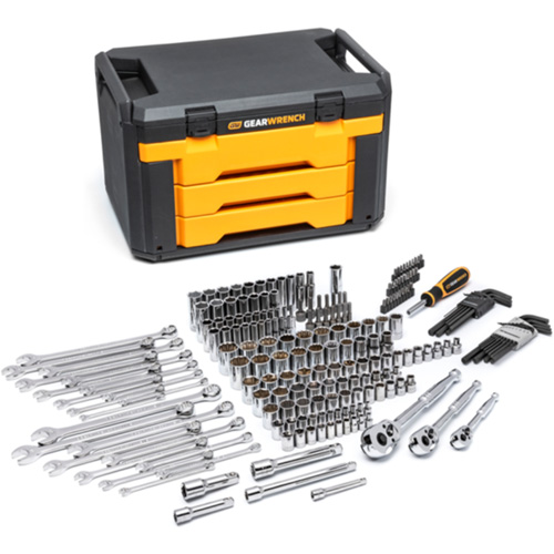 Jeu d'outils pour m&eacute;canicien dans boîte de rangement &agrave; trois tiroirs Helyx Safety & Industrial Supplies