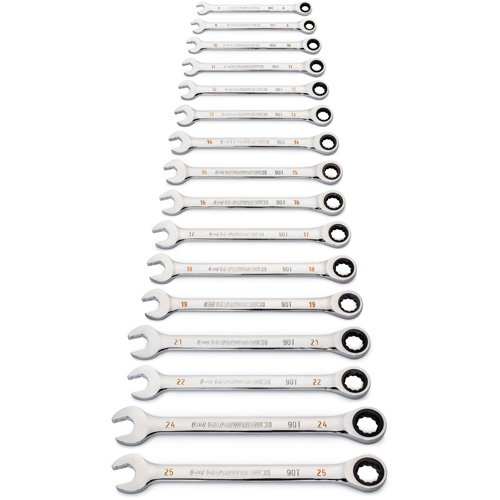 Jeu de cl&eacute;s &agrave; 12 pans et 90 dents, Combinaison &agrave; cliquet, 16 morceaux, M&eacute;trique Helyx Safety & Industrial Supplies