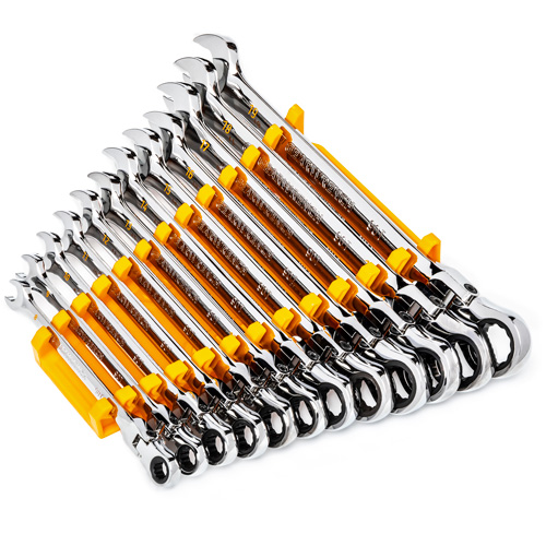 90-Tooth 12 Point Wrench Set, Flex Head/Ratcheting Combination, 12 Pieces, Metric Helyx Safety & Industrial Supplies