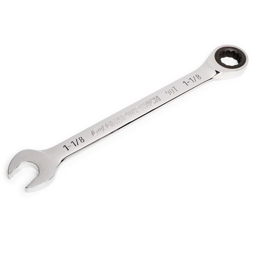 90-Tooth Ratcheting Combination Wrench, 12 Point, 1-1/8", Chrome Finish Helyx Safety & Industrial Supplies