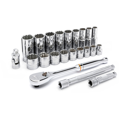 Jeu d'outils pour m&eacute;caniciens &agrave; 12 points SAE, 22 Mcx, Prise de 3/8", Profond Helyx Safety & Industrial Supplies