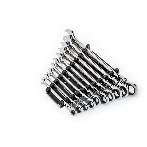 Jeu de cl&eacute;s SAE &agrave; 12 pans et 90 dents, T&ecirc;te articul&eacute;e/Combinaison &agrave; cliquet, 10 morceaux, Imp&eacute;rial Helyx Safety & Industrial Supplies