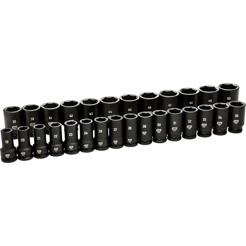 Jeu de douilles m&eacute;triques &agrave; 6 pans, 28 Mcx, Chocs, Prise de 3/4", Profond Helyx Safety & Industrial Supplies