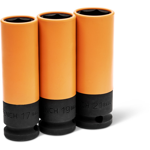 Jeu de douilles m&eacute;triques haute r&eacute;sistance pour protecteurs de roues, 3 Mcx, Chocs, Prise de 1/2", Profond Helyx Safety & Industrial Supplies