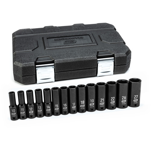 Jeu de douilles m&eacute;triques &agrave; 6 pans, 14 Mcx, Chocs, Prise de 1/2", Profond Helyx Safety & Industrial Supplies