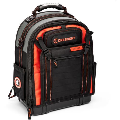 Tradesman Backpack, 18" L x 10" W, Black/Grey/Orange, Polyester Helyx Safety & Industrial Supplies