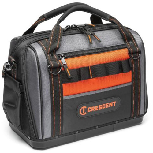 17" Tradesman Closed Top Tool Bag, Polyester, 3 Pockets, Black/Grey/Orange Helyx Safety & Industrial Supplies