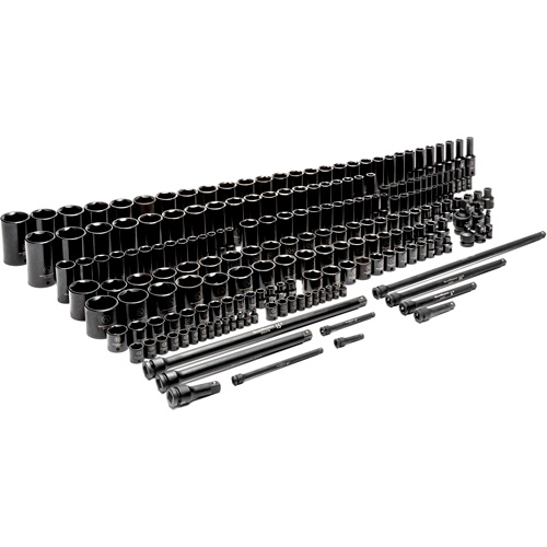 Jeu de douilles maîtresses SAE/m&eacute;triques &agrave; 6 pans, 209 Mcx, Chocs, Profond Helyx Safety & Industrial Supplies