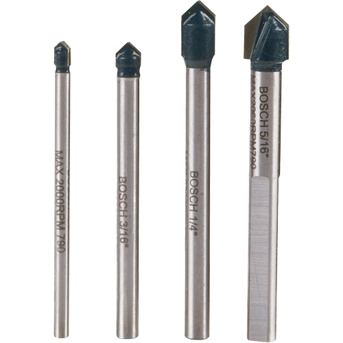 Glass & Tile Drill Bit Set, 4 Pieces, Carbide Helyx Safety & Industrial Supplies