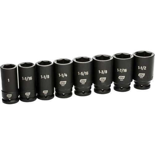 Jeu de douilles SAE &agrave; 6 pans, 8 Mcx, Chocs, Prise de 3/4", Profond Helyx Safety & Industrial Supplies