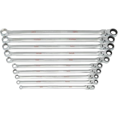 120XP Universal Spline XL Flex Head GearBox Wrench Set, Ratcheting Box, 10 Pieces, Imperial Helyx Safety & Industrial Supplies