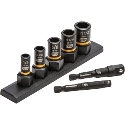 Jeu de douilles d'extraction SAE Bolt Biter, 7 Mcx, Chocs, Prise de 1/4"/3/8" Helyx Safety & Industrial Supplies