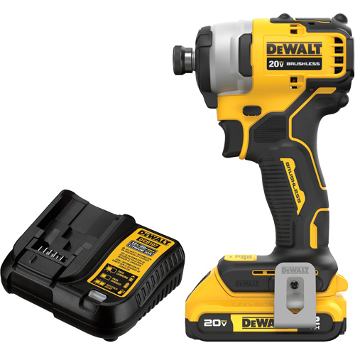 ATOMIC COMPACT SERIESMAX* Brushless Cordless Compact Impact Driver Kit, 1/4", 1700 in-lbs Max. Torque, 20 V, Lithium-Ion Helyx Safety & Industrial Supplies